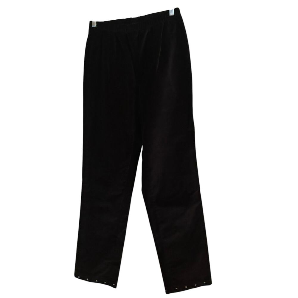 Quacker Factory Vintage Black Velvet Pants Rhinestone Accents S Cotton Spandex